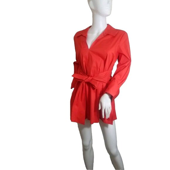 Natori Women's Tunic top   Size S Cotton Poplin Tie Front  Orange 30 - Picture 7 of 12